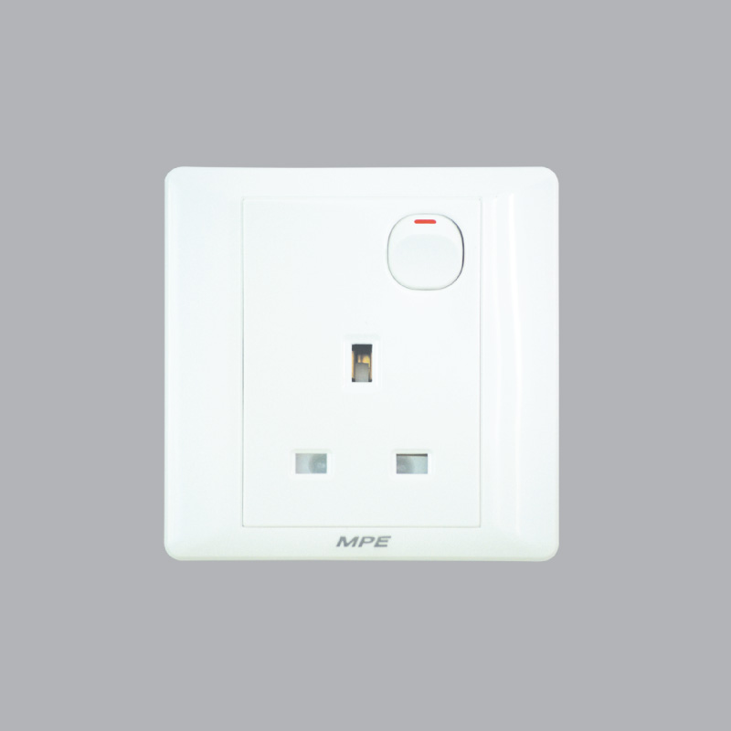 Square 3-pin socket face + 1 B215S switch